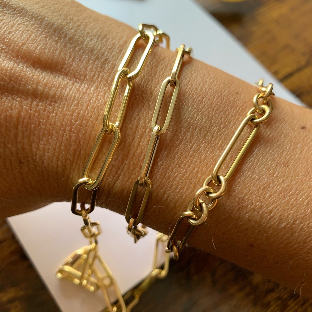 Brass and 14k link bracelet - Picture 3 of 3
